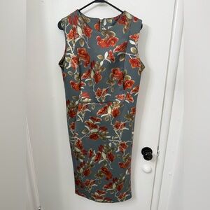 Shelby & Palmer Sleeveless Dress Size‎ 16 Grey W/Orange flowers Knee Length